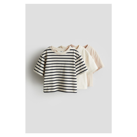 H & M - Bavlněné tričko 3 kusy - béžová H&M