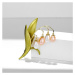 Éternelle Brož se sladkovodními perlami Konvalinka - květina B7164-XP06832 Zlatá