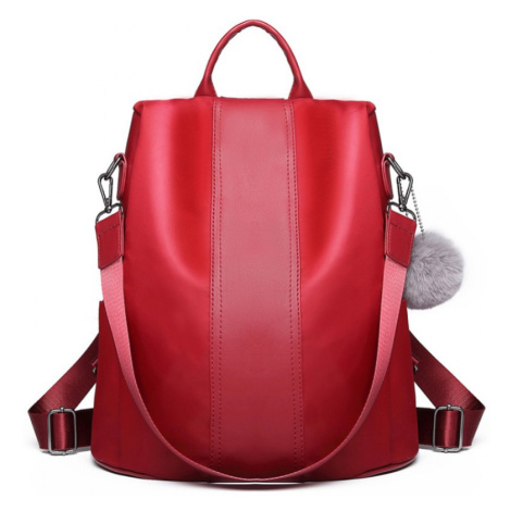 Konofactory Červený kožený batoh s přívěskem 2v1 „Famous“ 8L