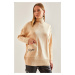 Bianco Lucci Women's Turtleneck Pocket Embroidery Embroidered Knitwear Sweater