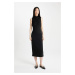 DEFACTO Bodycon Bodycon Basic Plain Half Turtleneck Black Sleeveless Midi Dress