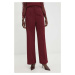 Kalhoty Answear Lab dámské, vínová barva, široké, high waist
