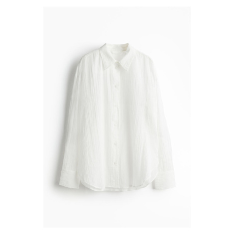 H & M - Košile z mačkané bavlny - bílá H&M