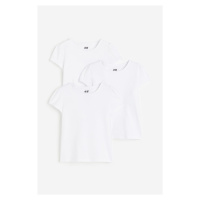H & M - Tričko's nabíraným rukávem 3 kusy - bílá