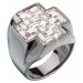 Stříbrný prsten s krystaly bílý kříž 35811.1