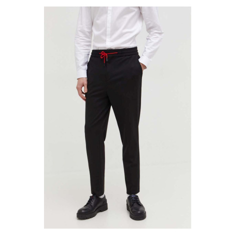 Kalhoty HUGO pánské, černá barva, přiléhavé, 50510063 Hugo Boss