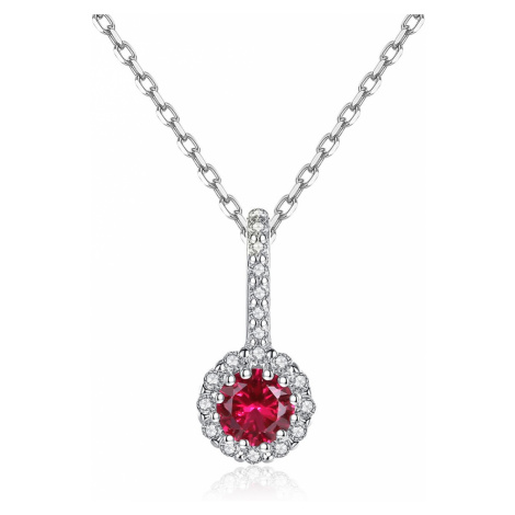 Linda's Jewelry Stříbrný náhrdelník Červený Kvítek Ag 925/1000 INH153