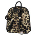 Pevný dámský koženkový batůžek se zvířecím potiskem Venancio, leopard khaki/černá
