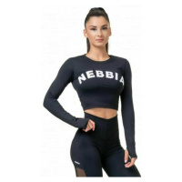 Nebbia Long Sleeve Thumbhole Sporty Crop Top Černá Fitness tričko