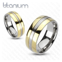 Titanový prsten - zlatá a stříbrná barevná kombinace