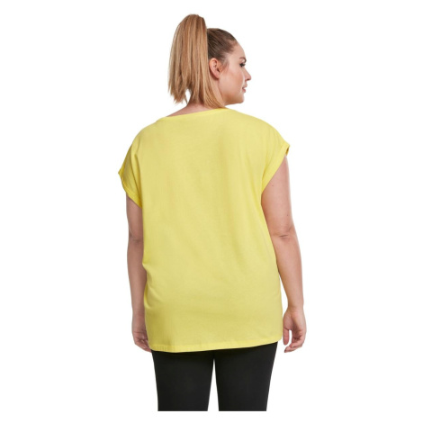 Dámské tričko s prodlouženým ramenem zářivě žluté