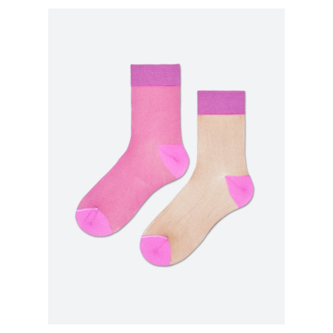 Dámské růžovo-tělové ponožky Happy Socks Filippa // kolekce Hysteria