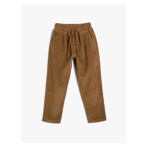 Koton Basic Cotton Trousers with Tie Waist Pocket Detailed.