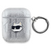 Karl Lagerfeld PU Embossed Choupette Head Pouzdro pro AirPods 1/2 Silver