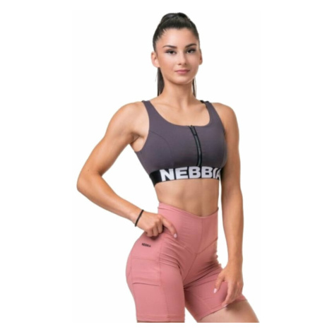 Nebbia Smart Zip Front Sports Bra Marron Fitness spodní prádlo