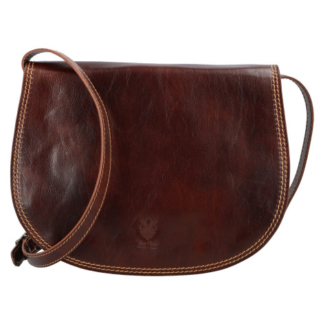 Prostorná dámská kožená crossbody taška Melinda, hnědá Delami Vera Pelle