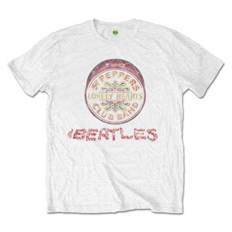 The Beatles tričko, Flowers Logo &amp; Drum White, pánské RockOff