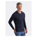 Men's unprinted V-NECK longsleeve - navy blue V5 OM-LSBL-0108