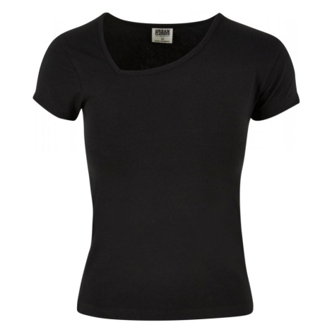 Ladies Organic Asymmetric Neckline Tee - black Urban Classics