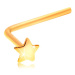 Piercing do nosu ze žlutého 14K zlata - malá hvězdička, zahnutý tvar
