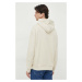 Bavlněná mikina Calvin Klein pánská, béžová barva, s kapucí, hladká