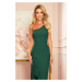 Tmavě zelené dlouhé dámské šaty přes jedno rameno ve stylu model 16968632 - numoco