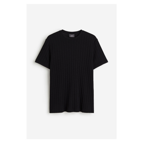 H & M - Tričko z ažurového úpletu Regular Fit - černá H&M