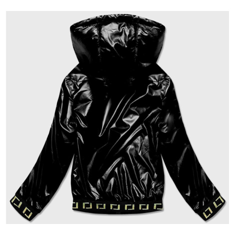 Krátká černá dámská bunda s kapucí (B9787-1) S'WEST