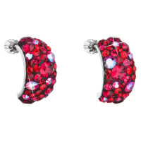 Evolution Group Stříbrné náušnice visací s krystaly Swarovski červené půlkruh 31164.3 cherry