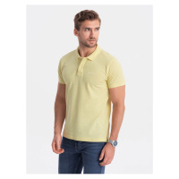 Světle žluté pánské polo tričko Ombre Clothing