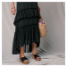 Blancheporte Dlouhá sukně z vyšívaného voálu černá