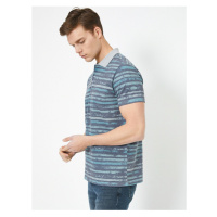 Koton Men's Polo Neck Short Sleeve Striped T-Shirt