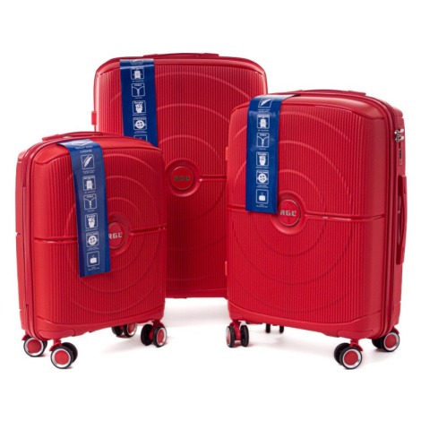 Rogal Červená sada 3 luxusních odolných kufrů "Orbital" - M, L, XL