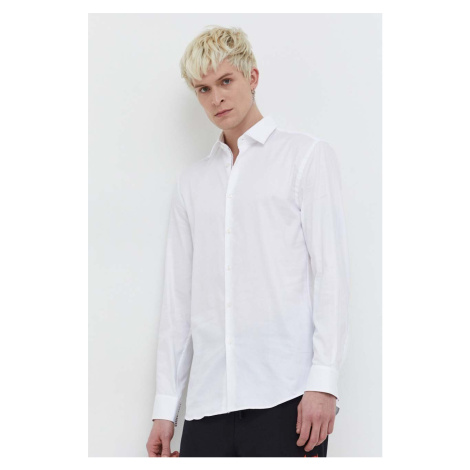 Košile HUGO bílá barva, slim, s klasickým límcem Hugo Boss