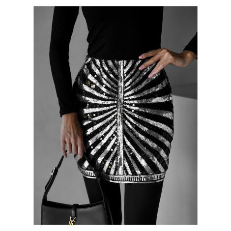 Černostříbrná flitrovaná sukně MALIN