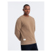 Men's BASIC sweatshirt with round neckline - brown V2 OM-SSBN-0175