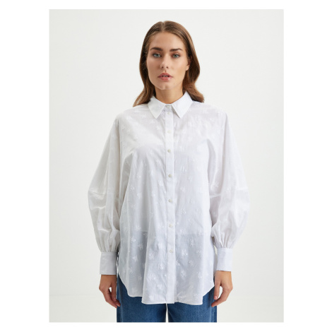Bílá dámská vzorovaná košile KARL LAGERFELD - Dámské