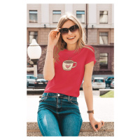 MMO Dámské tričko Káva se srdíčkem Barva: Červená