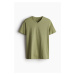 H & M - Tričko's výstřihem do V Regular Fit - zelená