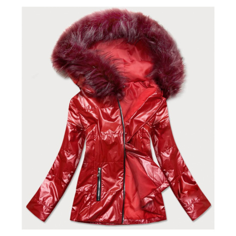 Červená dámská zimní bunda metalická (721ART) červená