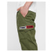 Tommy Hilfiger Tommy Jeans tmavě zelené kapsové kalhoty TAPERED CUFFED CARGO PANT