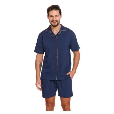 Pánské pyžamo s knoflíky Dale tmavě modré dn-nightwear