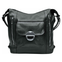 Velký černý kabelko-batoh 2v1 s kapsami