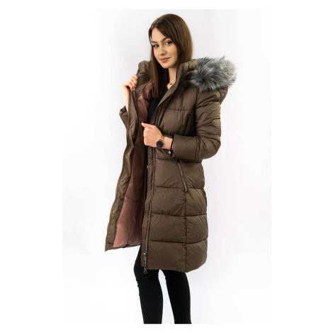 Hnědá prošívaná dámská zimní bunda (7701) LIBLAND