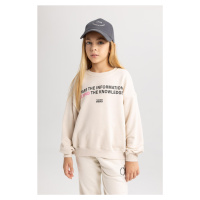 DEFACTO Girl's Oversize Fit Printed Sweatshirt