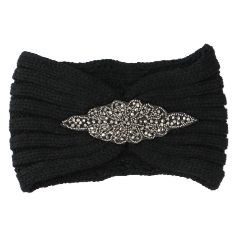 Pohodlná pletená čelenka Kokala s ozdobným prvkem, černá Delami