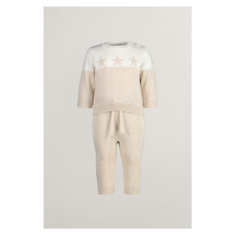 DĚTSKÝ SET GANT STAR AND G KNITTED SET LIGHT BEIGE MELANGE