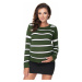 Zelený proužkovaný těhotenský pulovr 40044