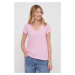 Bavlněné tričko Mos Mosh růžová barva