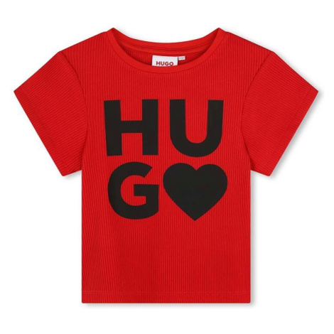Dětské tričko HUGO červená barva Hugo Boss